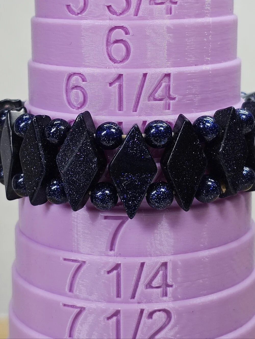 Midnight-Blue Goldstone Sparkling Gemstone Stretch Bracelet Vintage